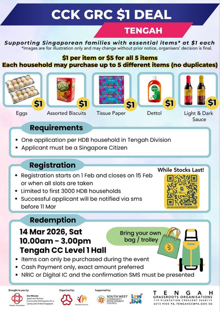 CCK GRC $1 Deals Event Banner for Tengah Residents